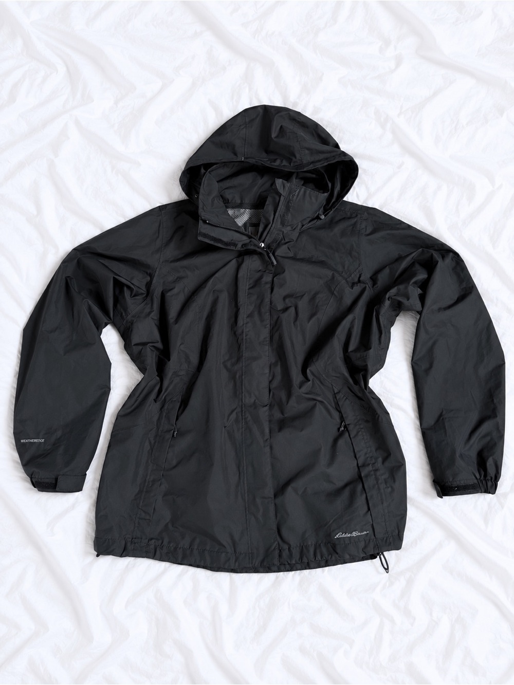Eddie Bauer Black Hooded Rain Jacket
